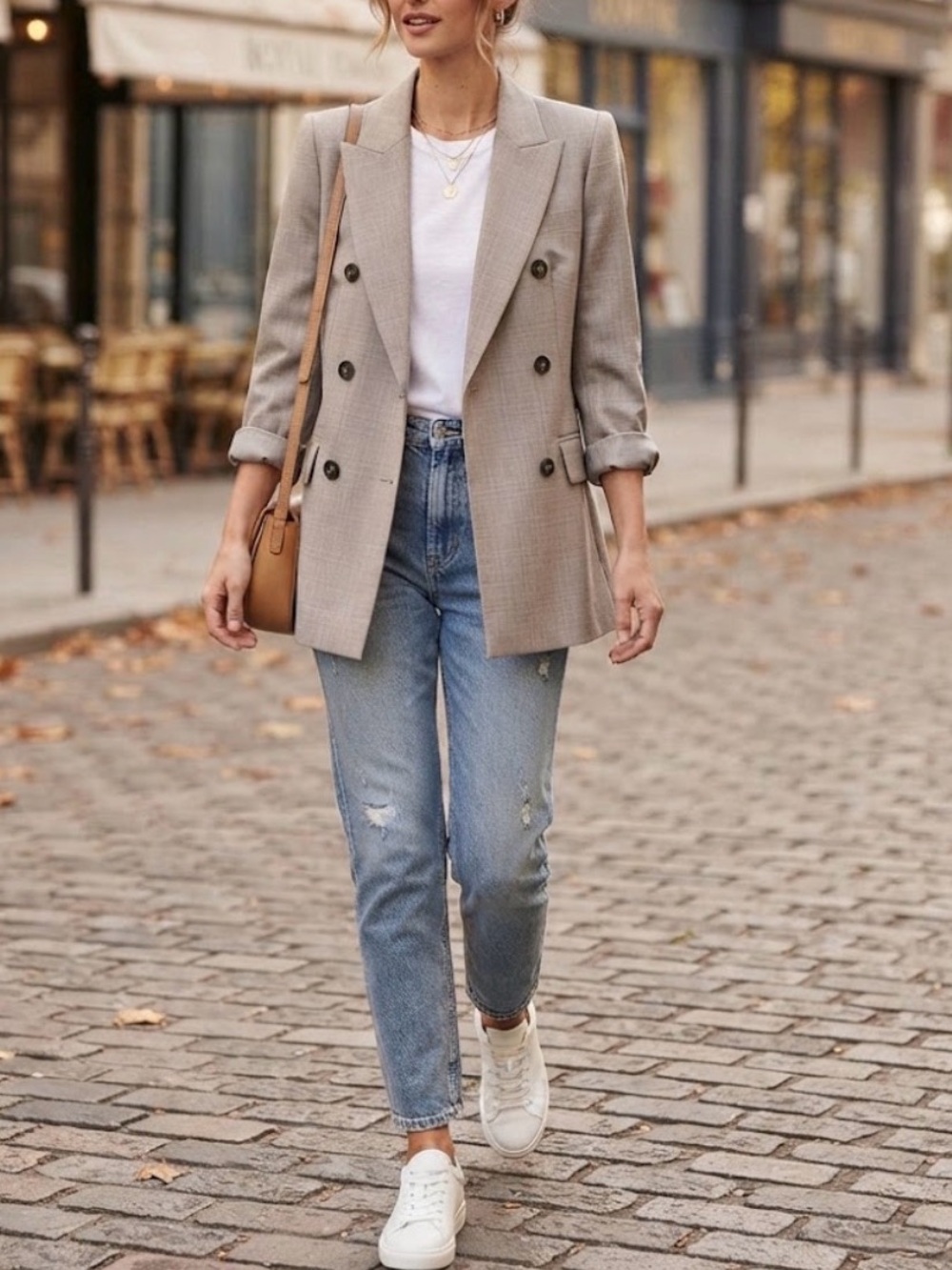 Reiss Wool Double Breasted Blazer Taupe Beige US 10-12 (See Measurements)